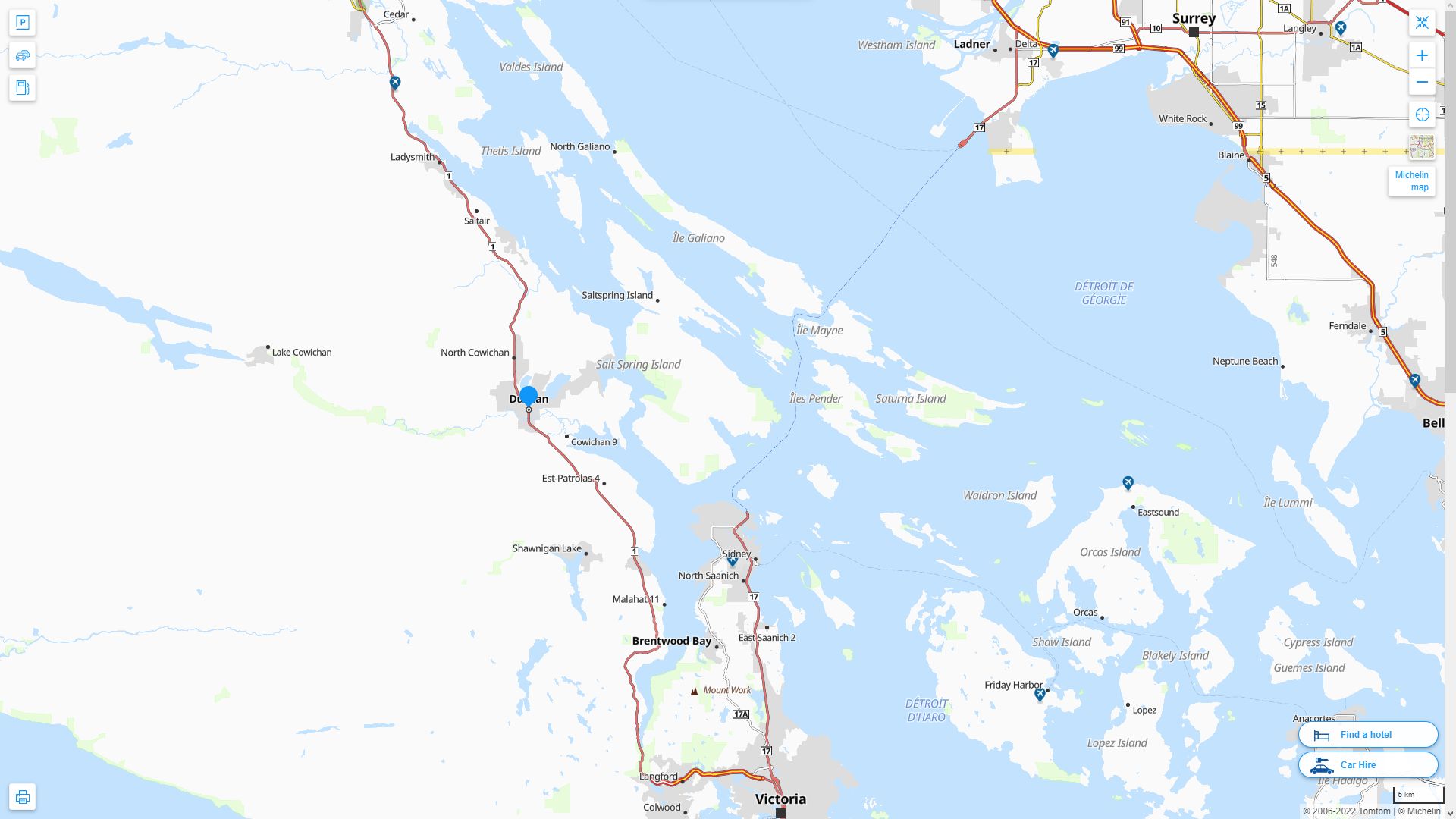 Duncan Canada Autoroute et carte routiere